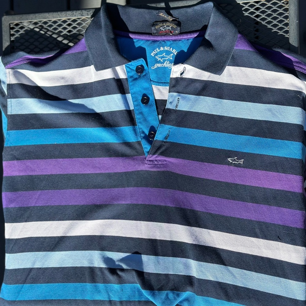 Paul & Shark Blue and Purple Striped Polo Shirt